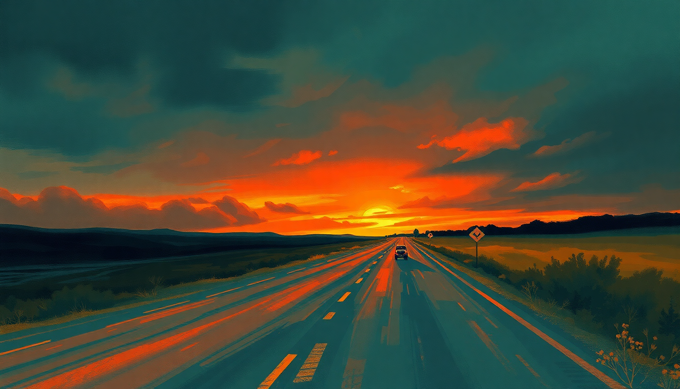 Fan-driven abstract illustration evoking the emotional arc of Copperhead Road by Steve Earle