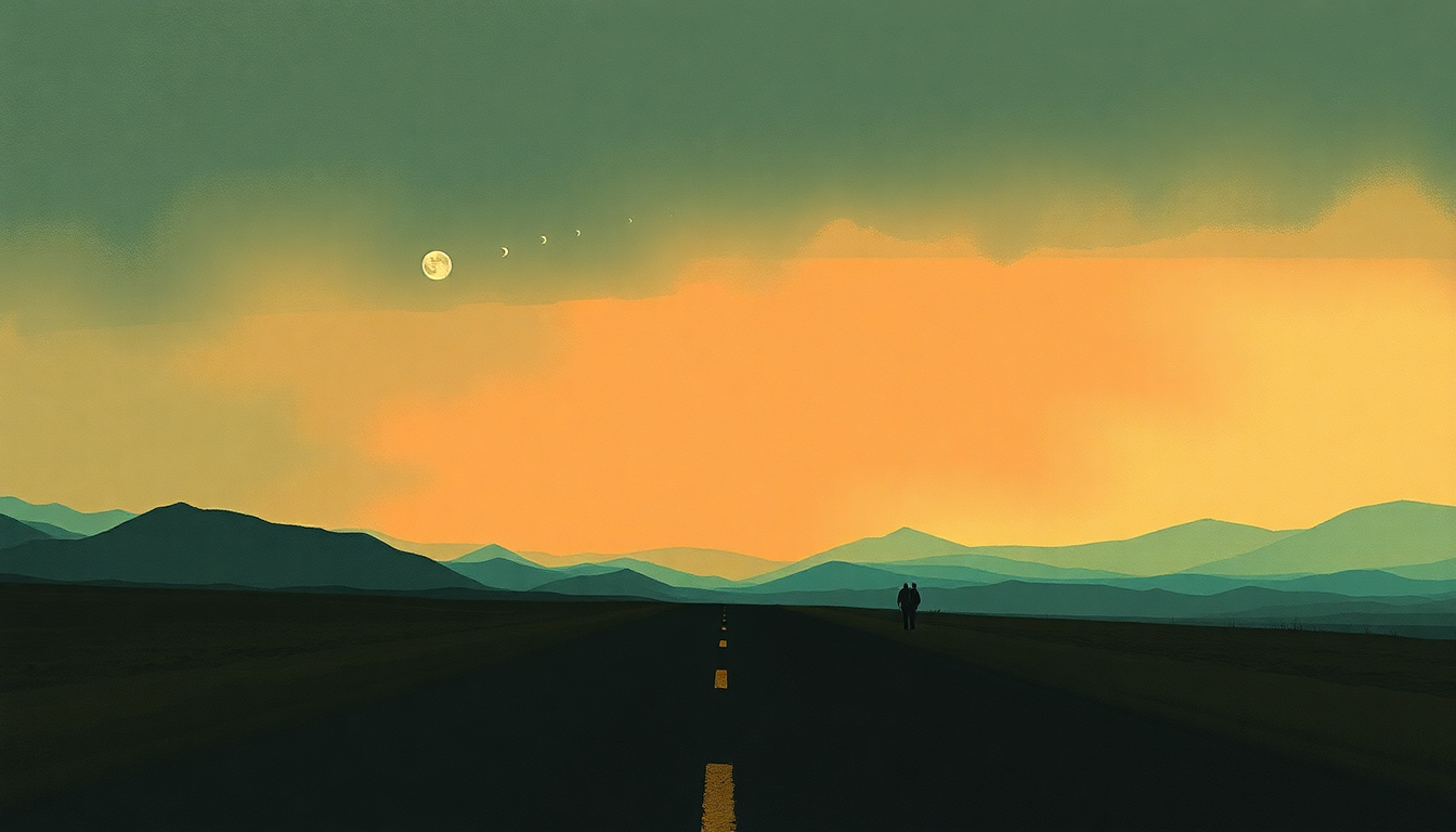 Fan-driven abstract illustration evoking the emotional arc of Country Road Spirit Specter by Wednesday