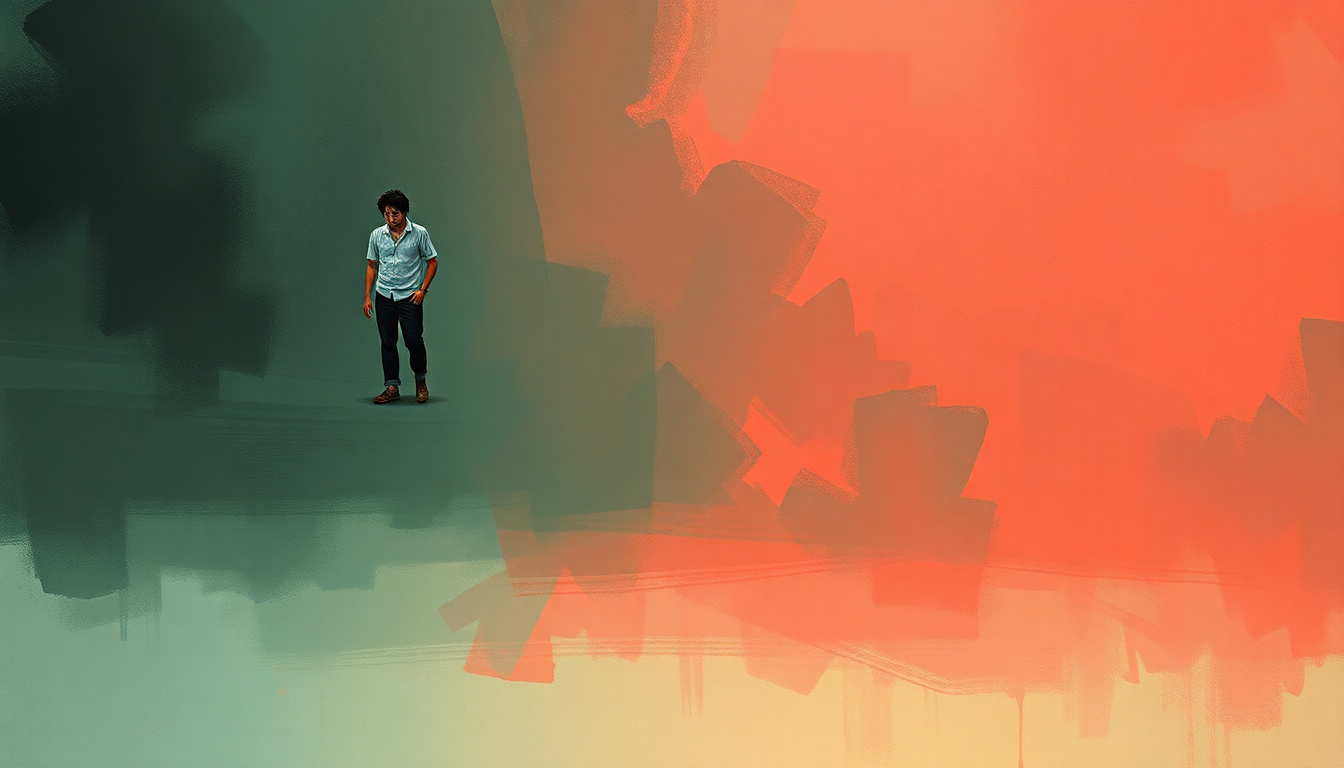 Fan-driven abstract illustration evoking the emotional arc of Crying by TV on the Radio