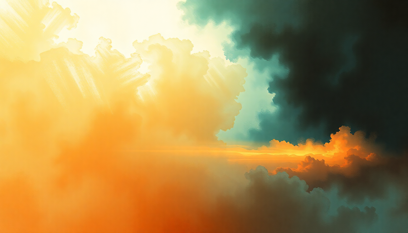 Fan-driven abstract illustration evoking the emotional arc of Cygnus X-1 Book II: Hemispheres by Rush