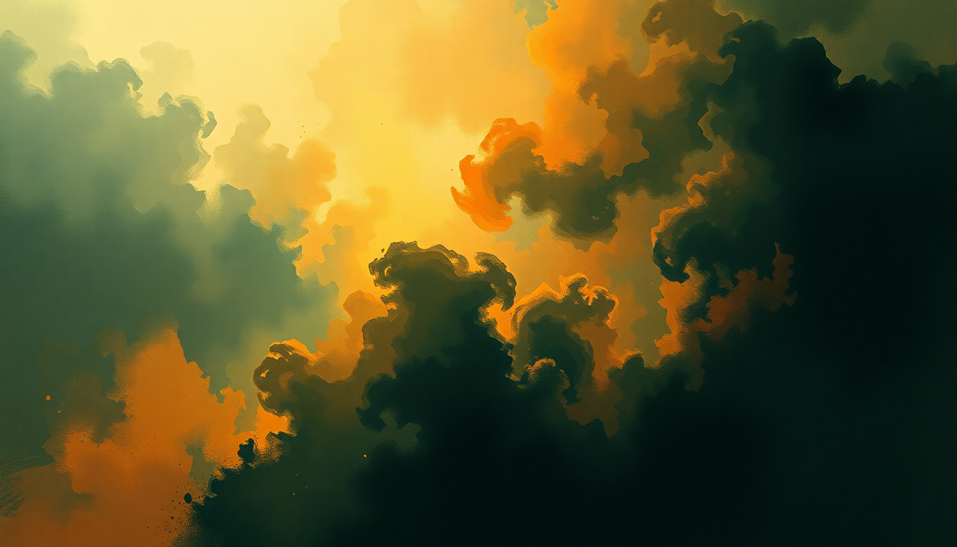 Fan-driven abstract illustration evoking the emotional arc of Czardas by Yo-Yo Ma