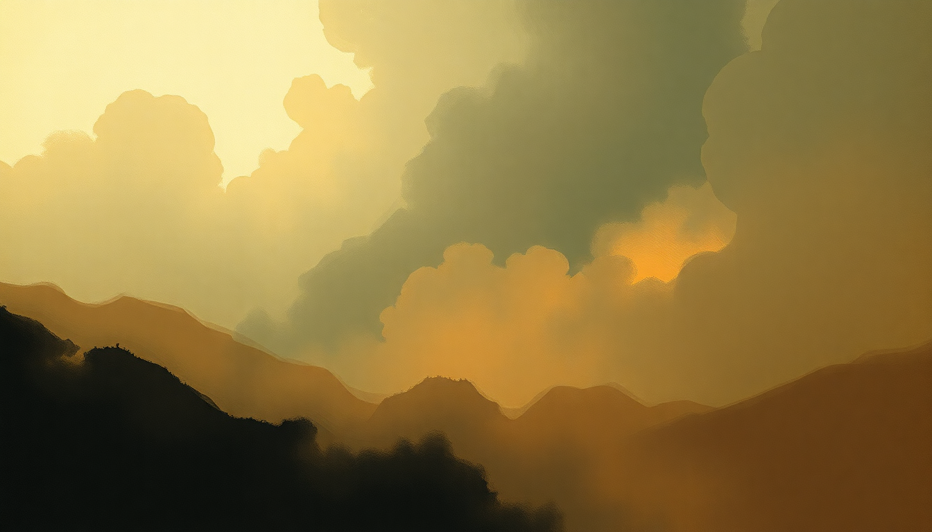 Fan-driven abstract illustration evoking the emotional arc of Das Lied von der Erde by Gustav Mahler