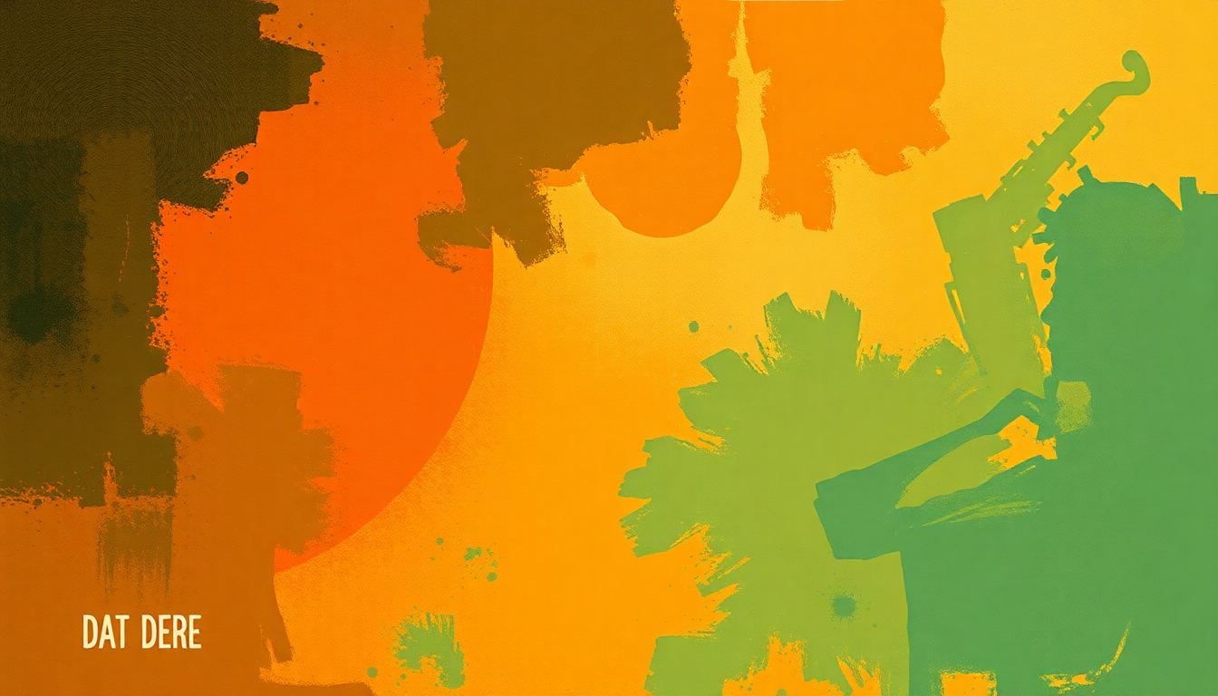 Fan-driven abstract illustration evoking the emotional arc of Dat Dere by Art Blakey