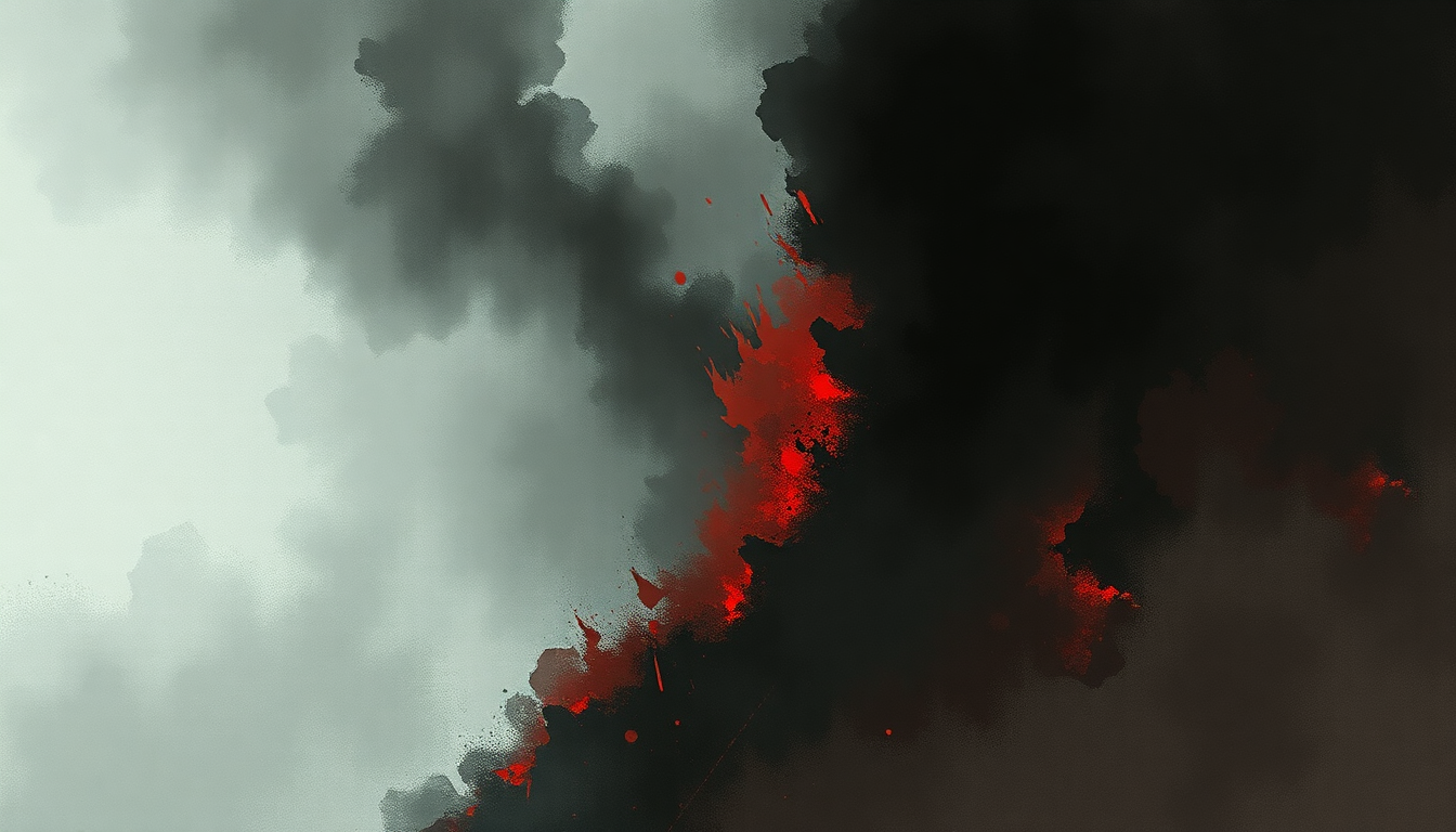 Fan-driven abstract illustration evoking the emotional arc of Decadence by Disturbed