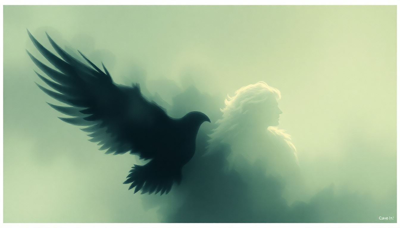 Fan-driven abstract illustration evoking the emotional arc of Decay of the Angel by Cave In