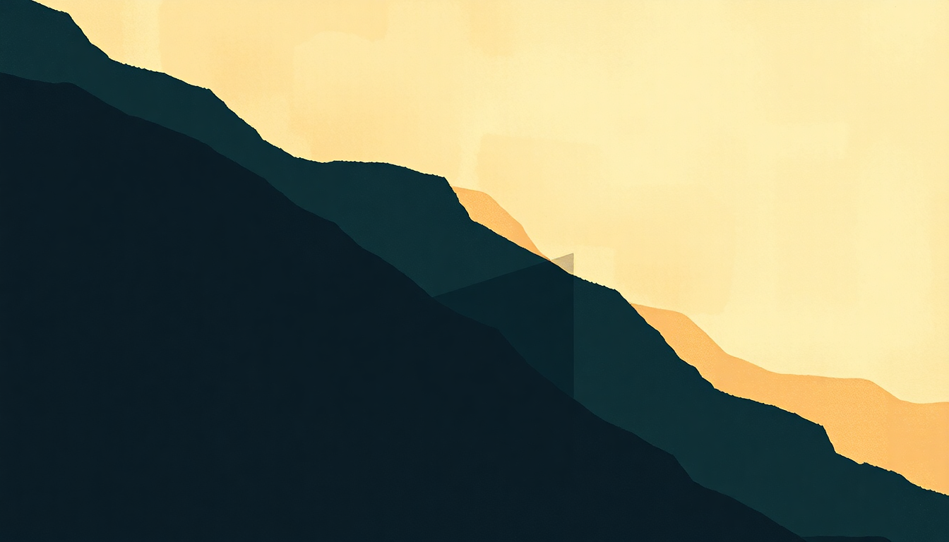 Fan-driven abstract illustration evoking the emotional arc of Depth over Distance by Ben Howard