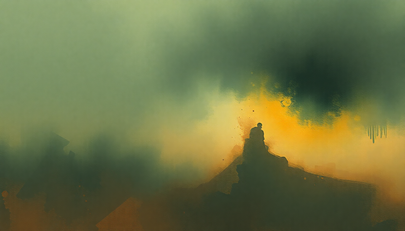 Fan-driven abstract illustration evoking the emotional arc of Distill by Neurosis