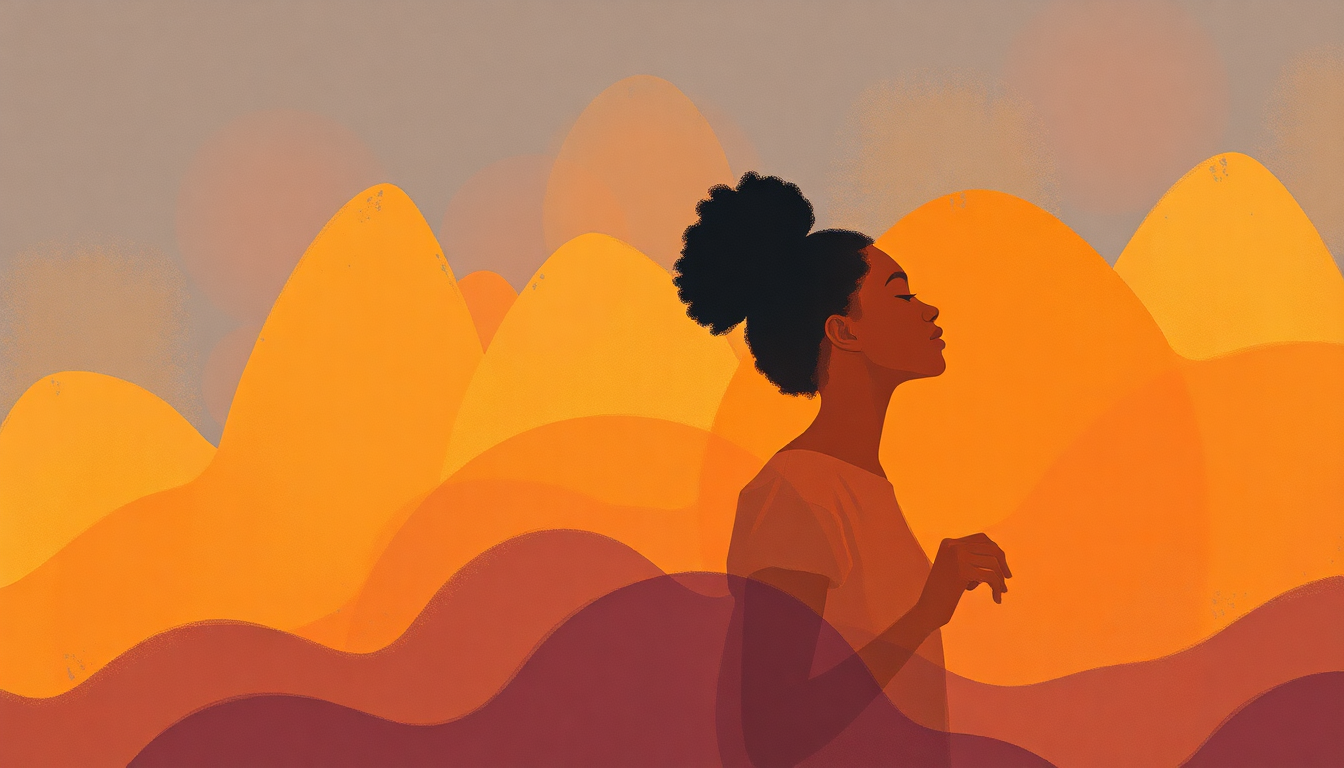 Fan-driven abstract illustration evoking the emotional arc of Djama by Amadou and Mariam