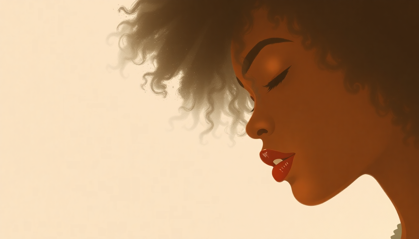 Fan-driven abstract illustration evoking the emotional arc of Don't Touch My Hair by Solange