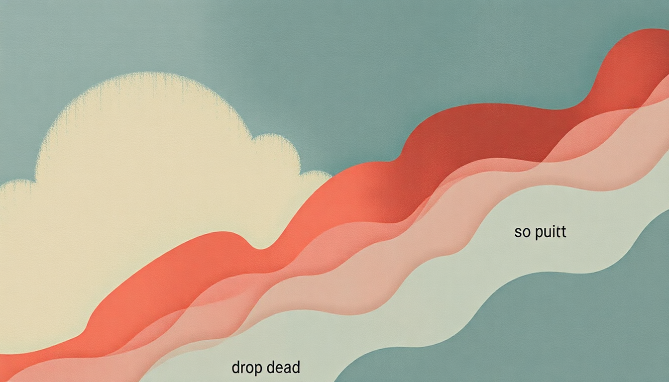 Fan-driven abstract illustration evoking the emotional arc of drop dead by Olivia Rodrigo