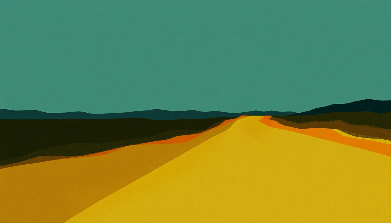 Fan-driven abstract illustration evoking the emotional arc of East Rand Drive by Abdullah Ibrahim