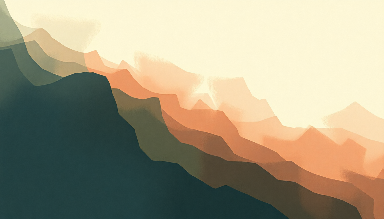 Fan-driven abstract illustration evoking the emotional arc of Easy Muffin by Amon Tobin