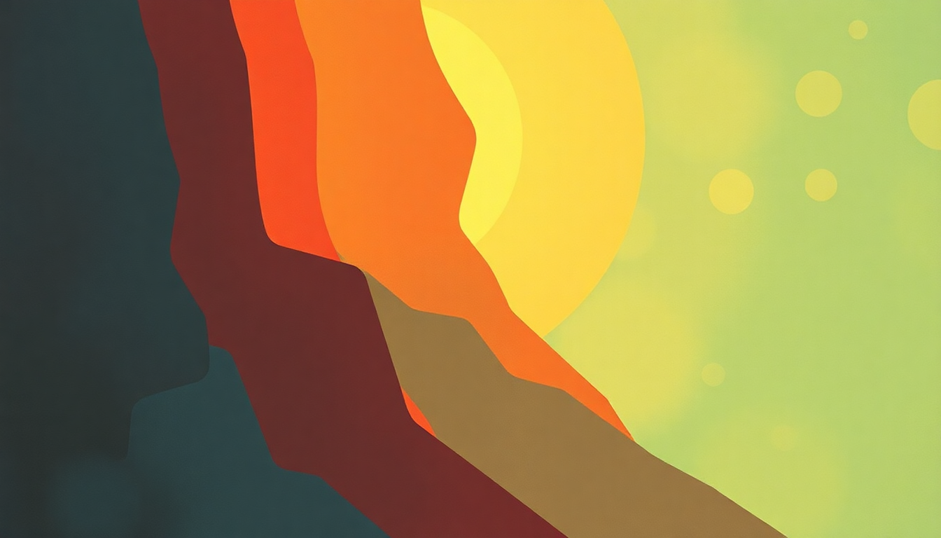 Fan-driven abstract illustration evoking the emotional arc of Ecstasy by Ohio Players