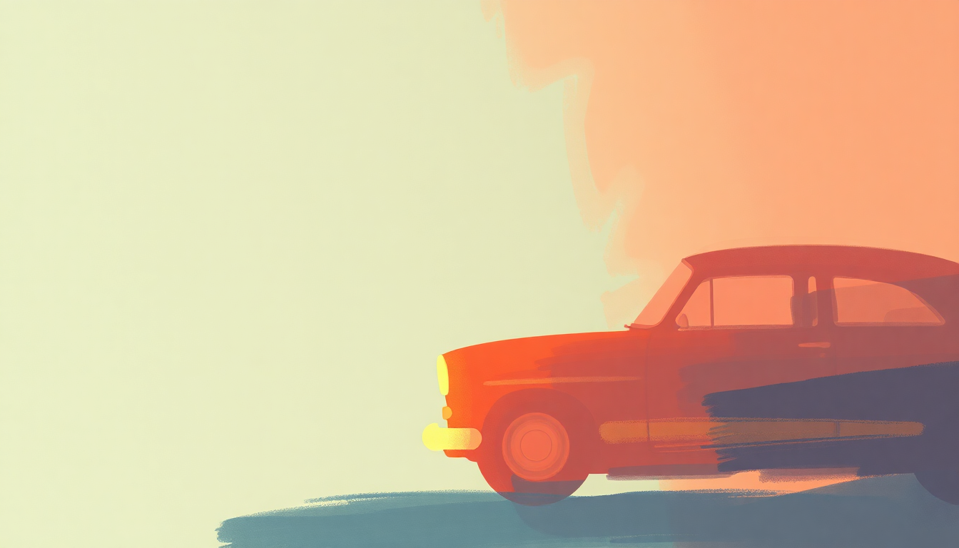 Fan-driven abstract illustration evoking the emotional arc of Electric Car by They Might Be Giants