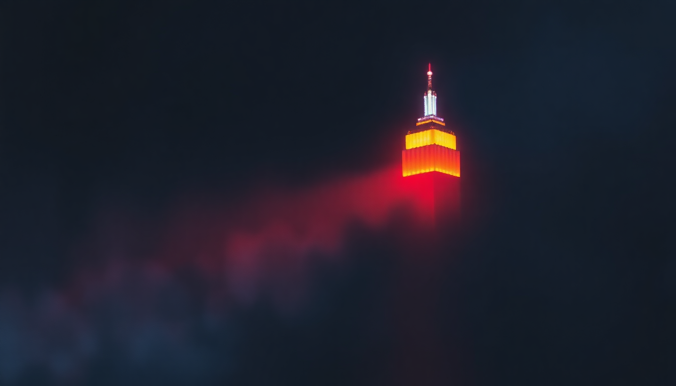 Fan-driven abstract illustration evoking the emotional arc of Empire State Human by The Human League