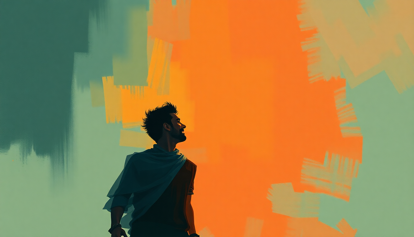 Fan-driven abstract illustration evoking the emotional arc of Espana by Marc Anthony