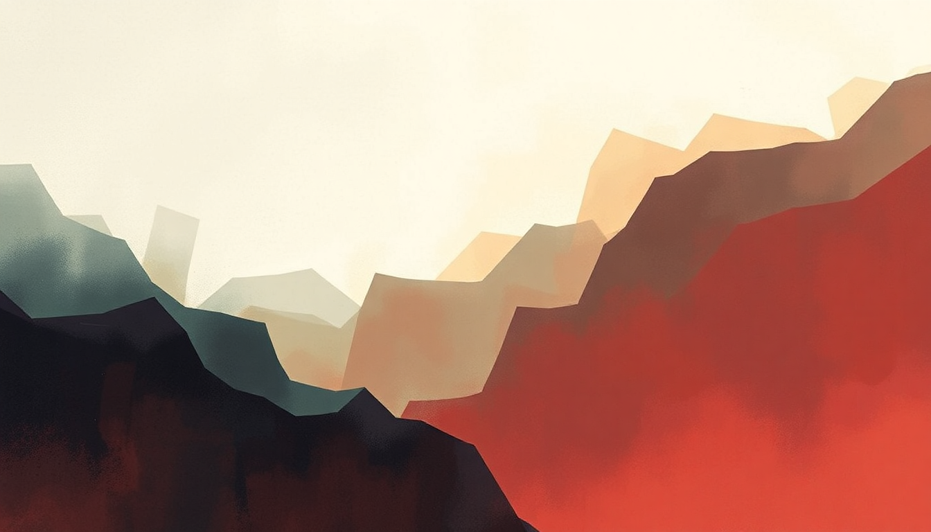 Fan-driven abstract illustration evoking the emotional arc of Ether by Gang of Four