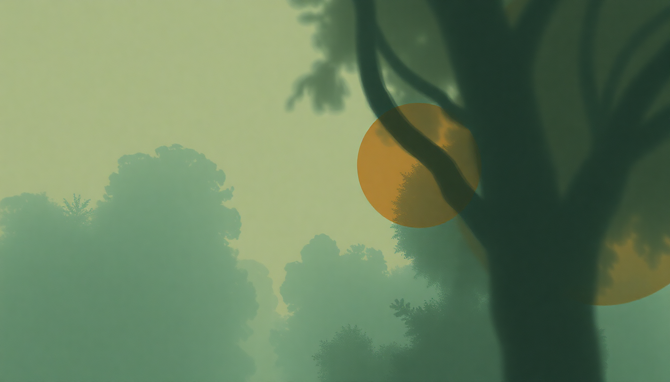 Fan-driven abstract illustration evoking the emotional arc of Eucalyptus by The National