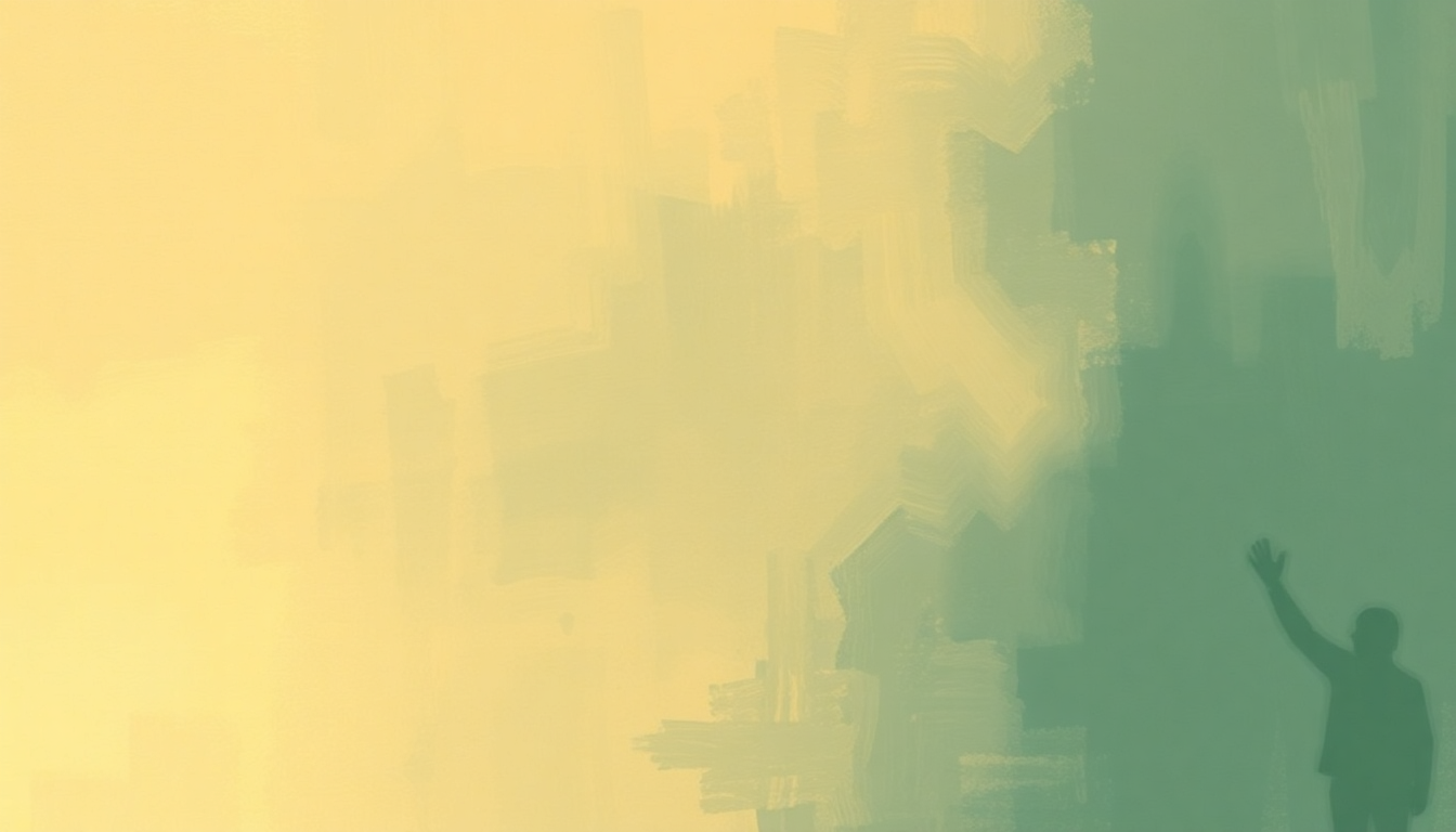 Fan-driven abstract illustration evoking the emotional arc of Falsa Bahiana by Joao Gilberto