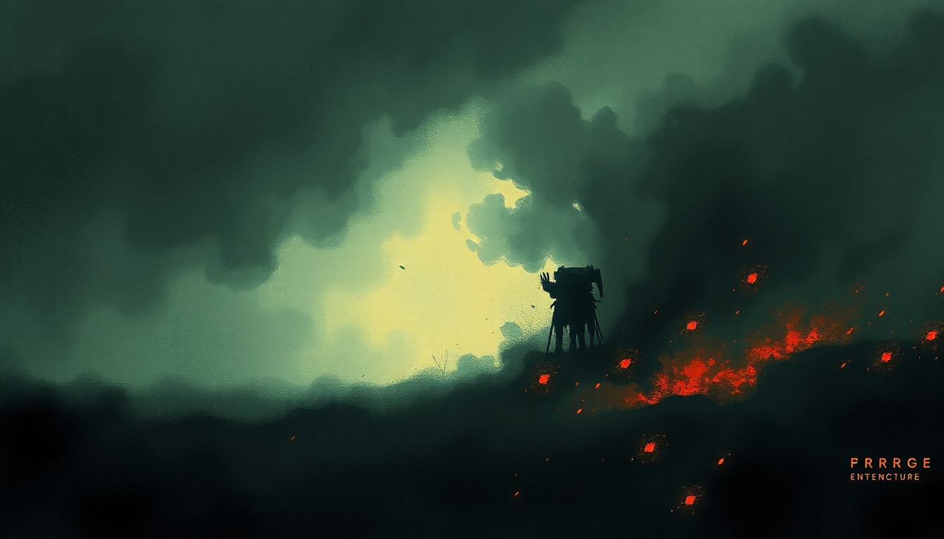 Fan-driven abstract illustration evoking the emotional arc of Fault and Fracture by Converge