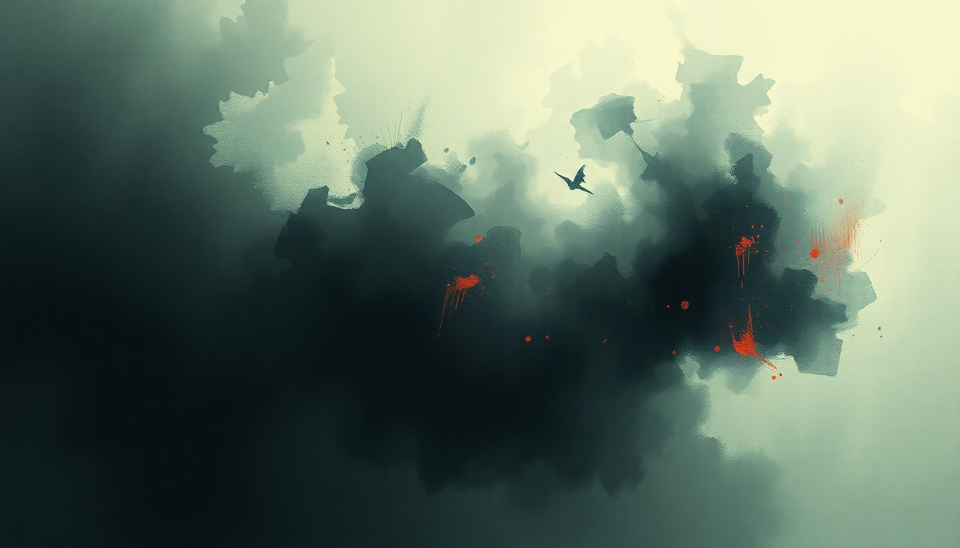 Fan-driven abstract illustration evoking the emotional arc of Fear by Disturbed