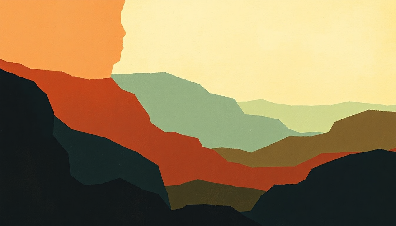 Fan-driven abstract illustration evoking the emotional arc of Fee Fi Fo Fum by Wayne Shorter