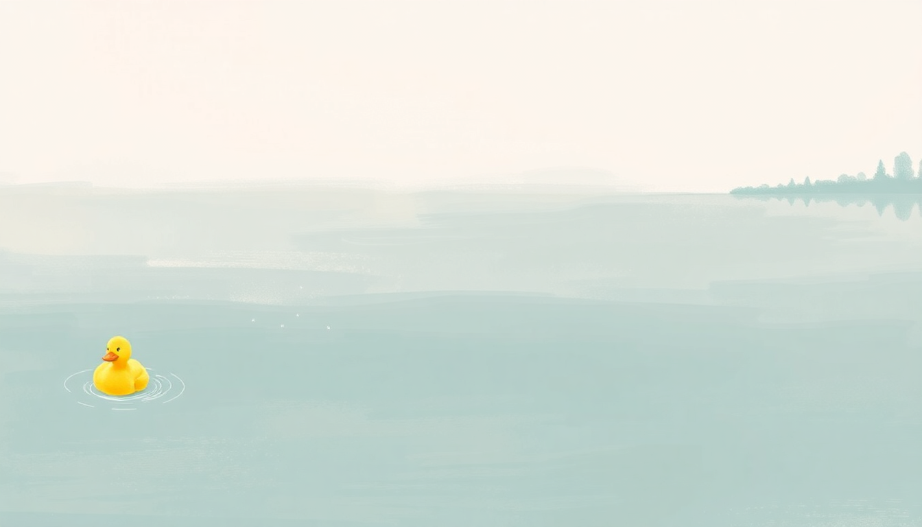 Fan-driven abstract illustration evoking the emotional arc of Five Little Ducks by Susie Tallman