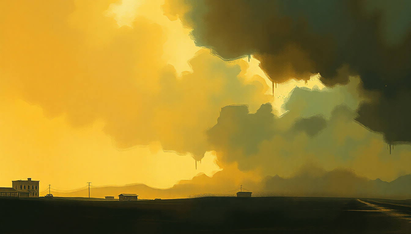 Fan-driven abstract illustration evoking the emotional arc of Five to One by The Doors