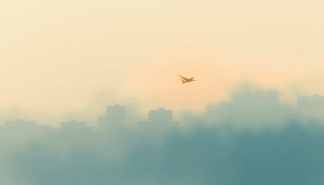 Fan-driven abstract illustration evoking the emotional arc of Flight from the City by Johann Johannsson