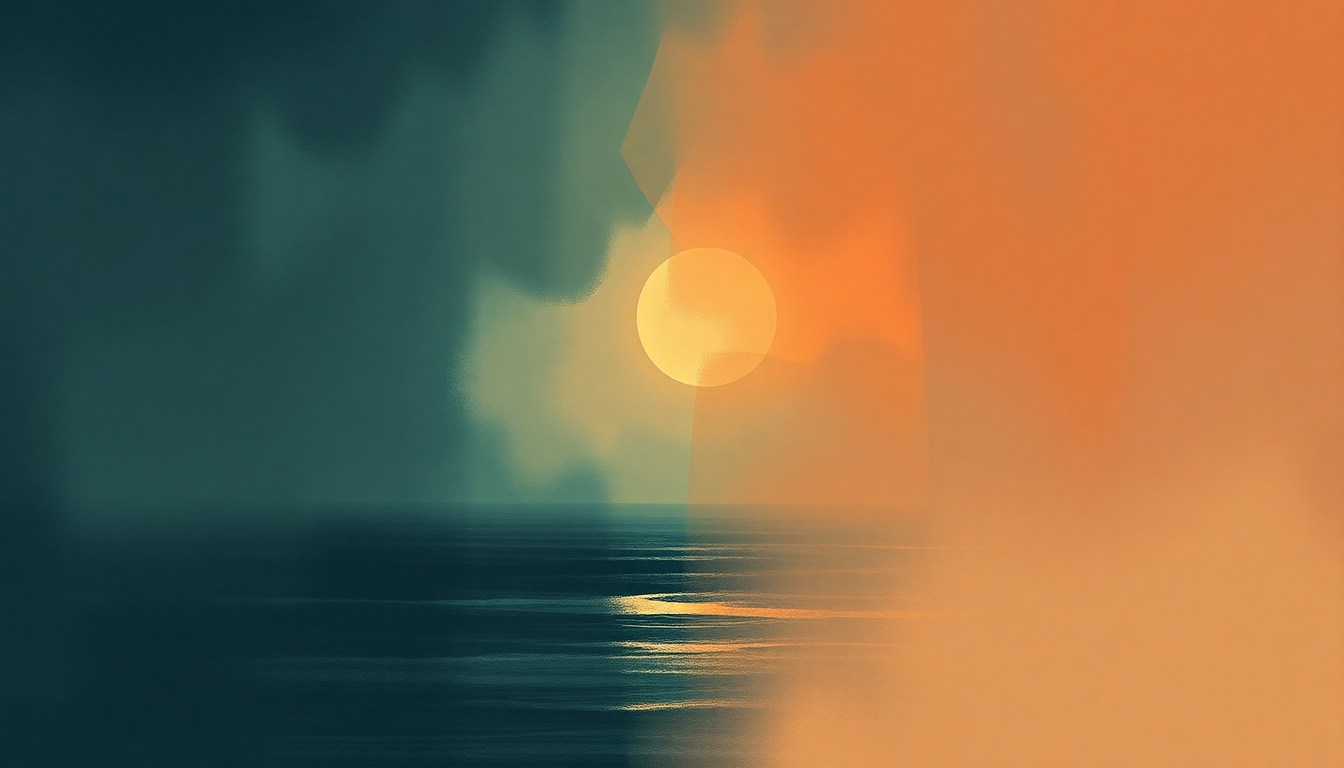 Fan-driven abstract illustration evoking the emotional arc of Flood by Lucky Daye