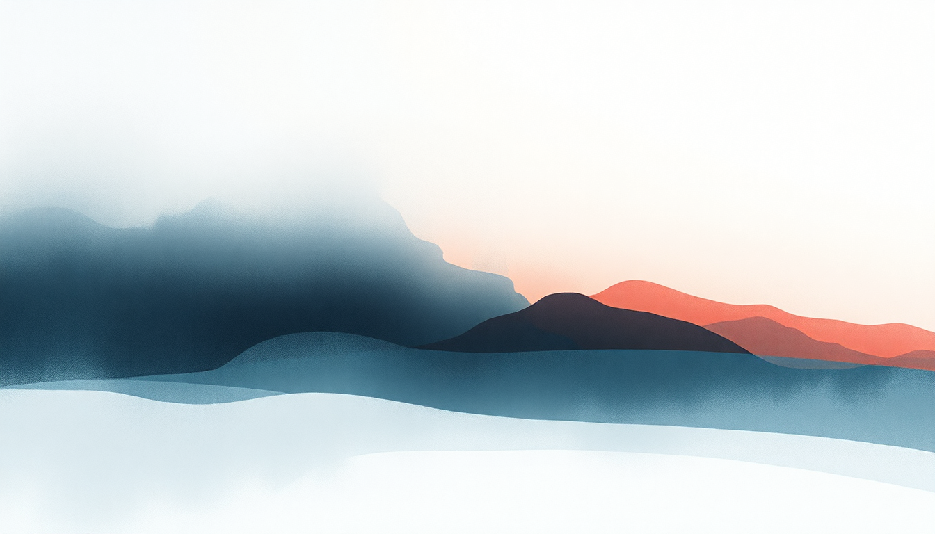 Fan-driven abstract illustration evoking the emotional arc of For Now I Am Winter by Olafur Arnalds