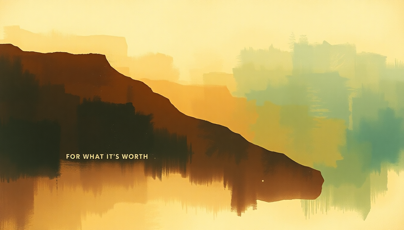 Fan-driven abstract illustration evoking the emotional arc of For What It's Worth by Buffalo Springfield