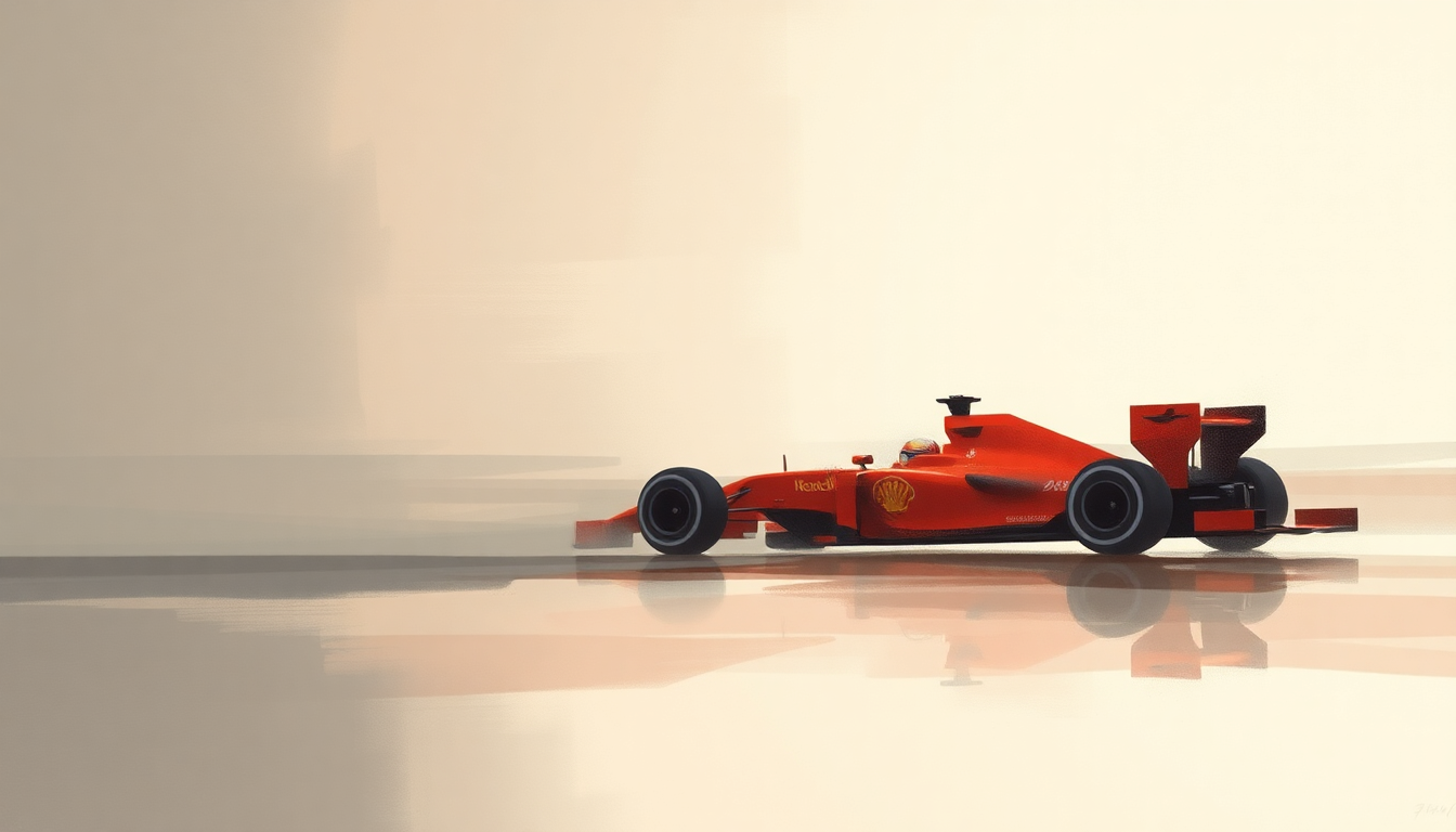 Fan-driven abstract illustration evoking the emotional arc of Formula 1 by Wednesday