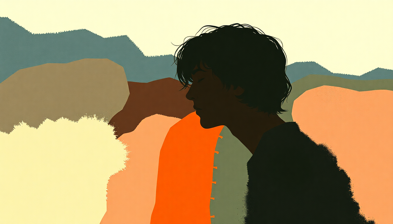 Fan-driven abstract illustration evoking the emotional arc of From the Hips by Cursive