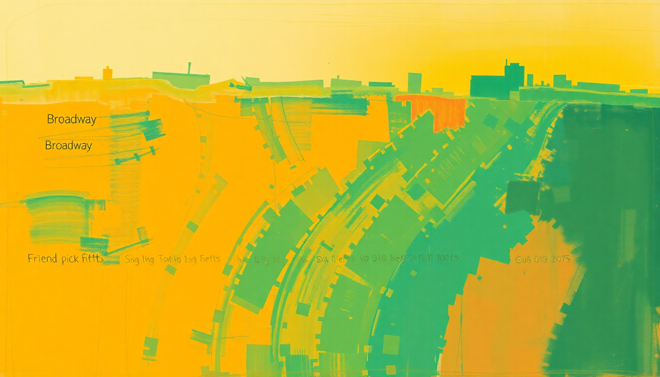 Fan-driven abstract illustration evoking the emotional arc of Funky Broadway by Wilson Pickett