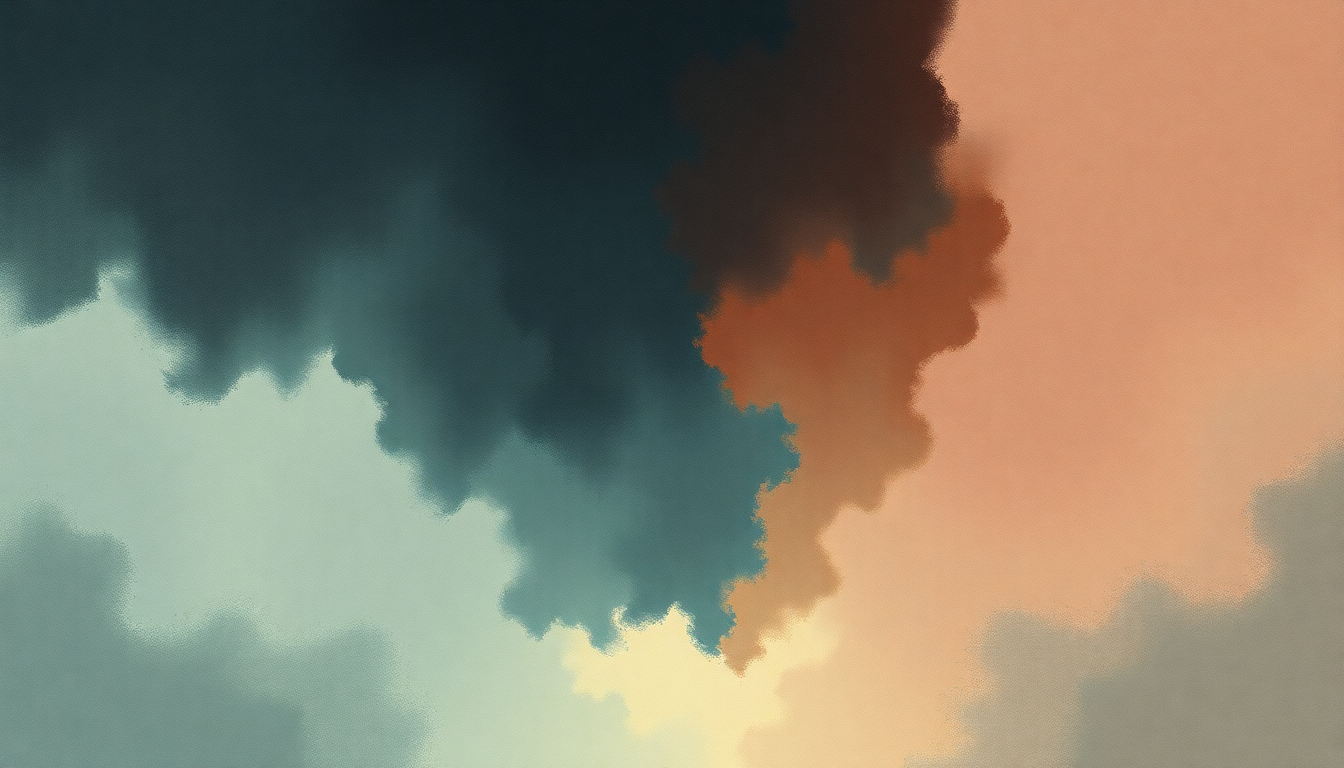 Fan-driven abstract illustration evoking the emotional arc of Gathering Storm by Godspeed You Black Emperor