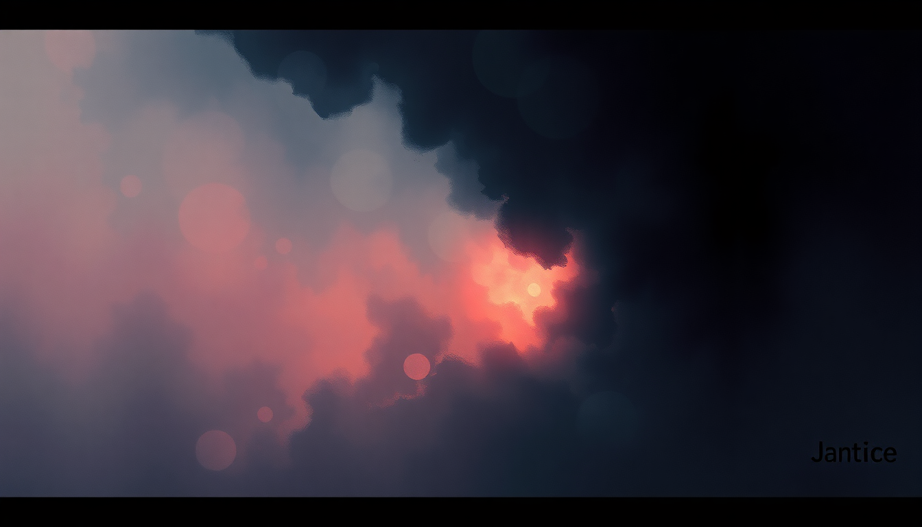 Fan-driven abstract illustration evoking the emotional arc of Genesis by Justice