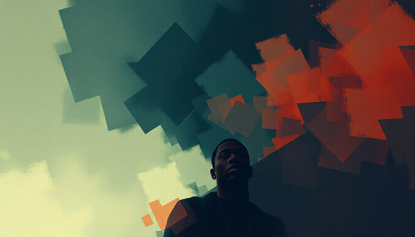 Fan-driven abstract illustration evoking the emotional arc of Gimme the Loot by The Notorious B.I.G.