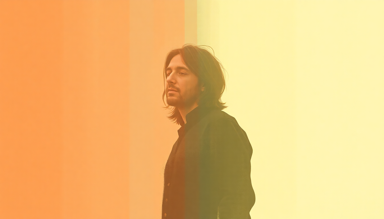 Fan-driven abstract illustration evoking the emotional arc of Give Me Love by George Harrison