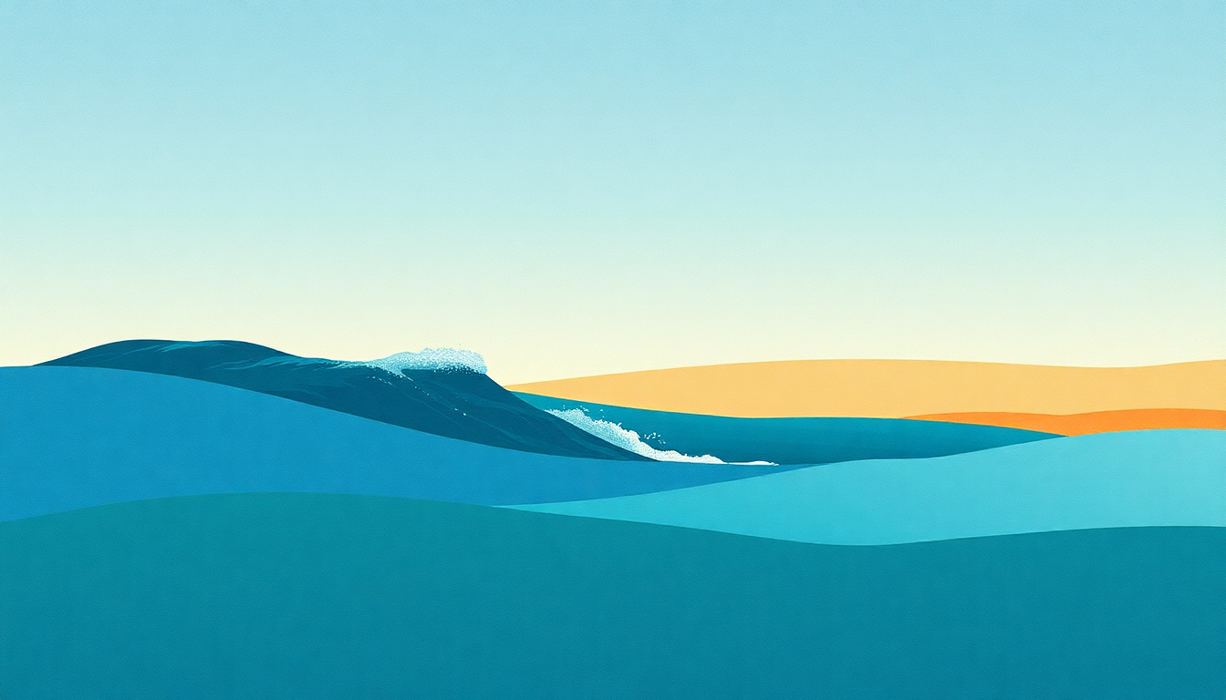 Fan-driven abstract illustration evoking the emotional arc of Great Waves by Dirty Three