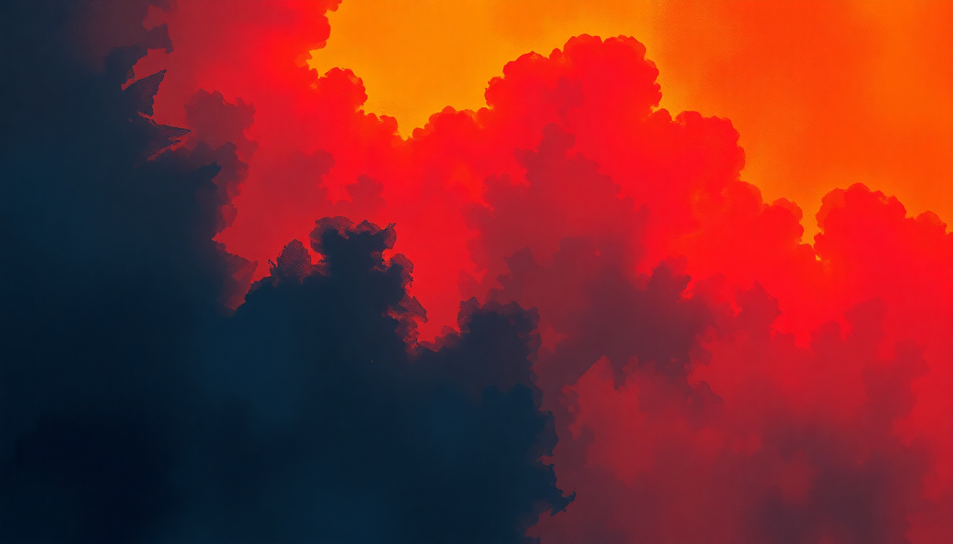 Fan-driven abstract illustration evoking the emotional arc of Hammer to Fall by Queen