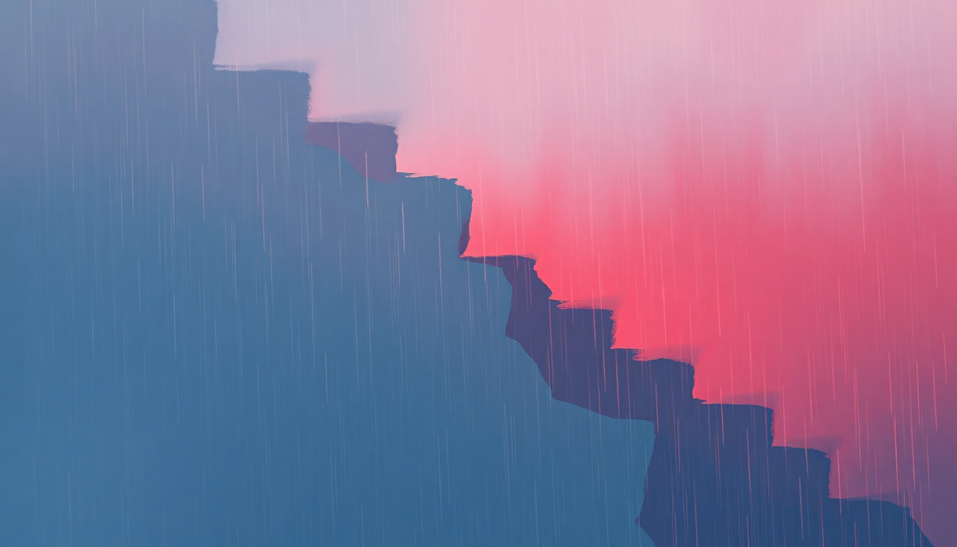 Fan-driven abstract illustration evoking the emotional arc of Hard Rain by Bronski Beat