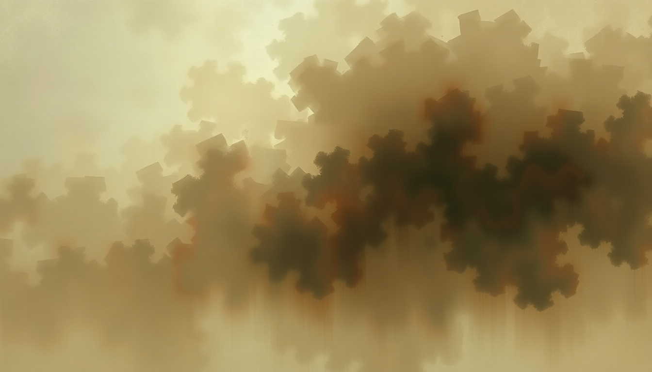 Fan-driven abstract illustration evoking the emotional arc of Hatred of Music by Tim Hecker