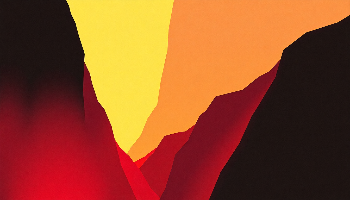 Fan-driven abstract illustration evoking the emotional arc of Heat by Soft Cell