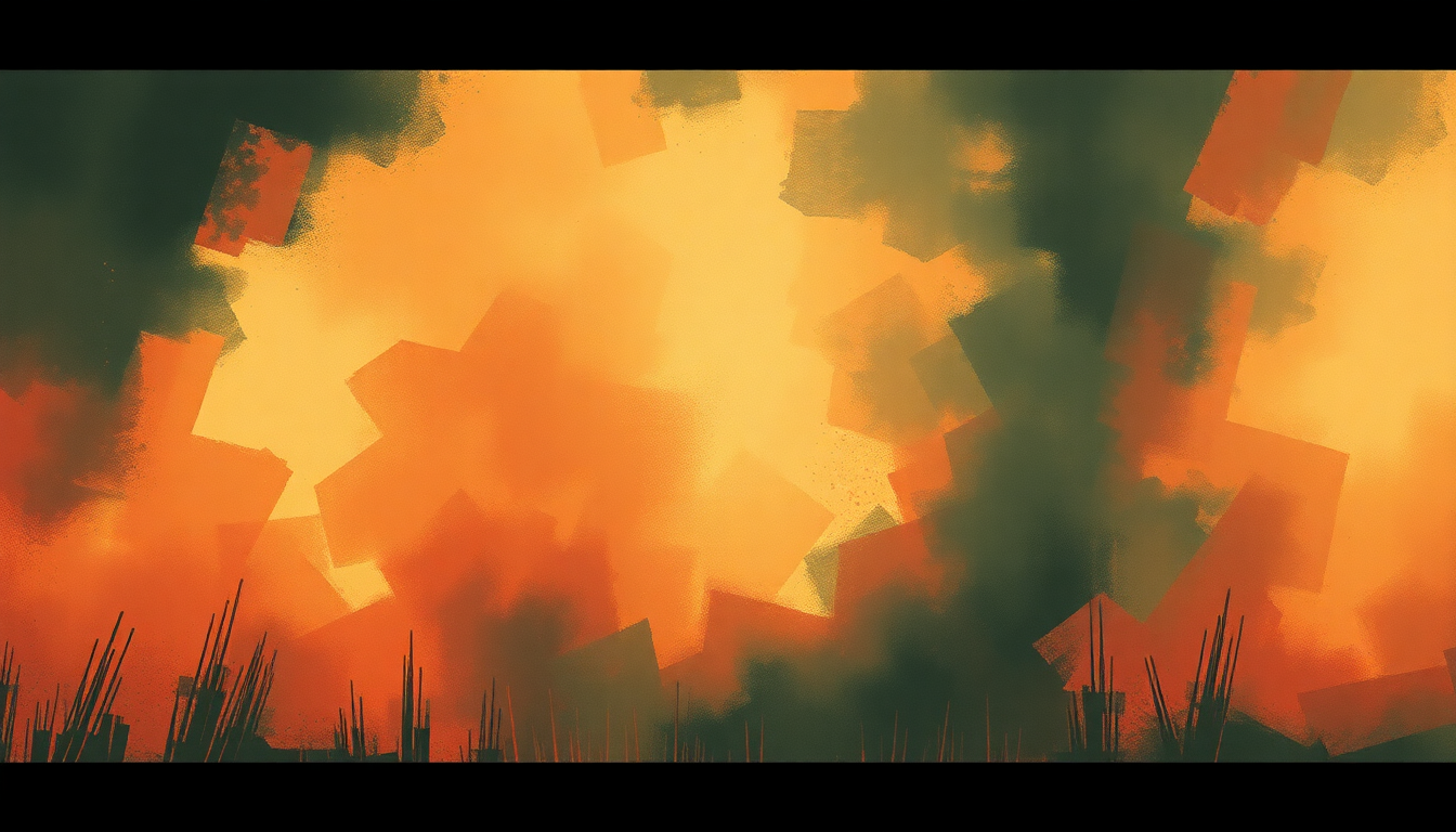 Fan-driven abstract illustration evoking the emotional arc of Heeby-Jeebies by Little Richard