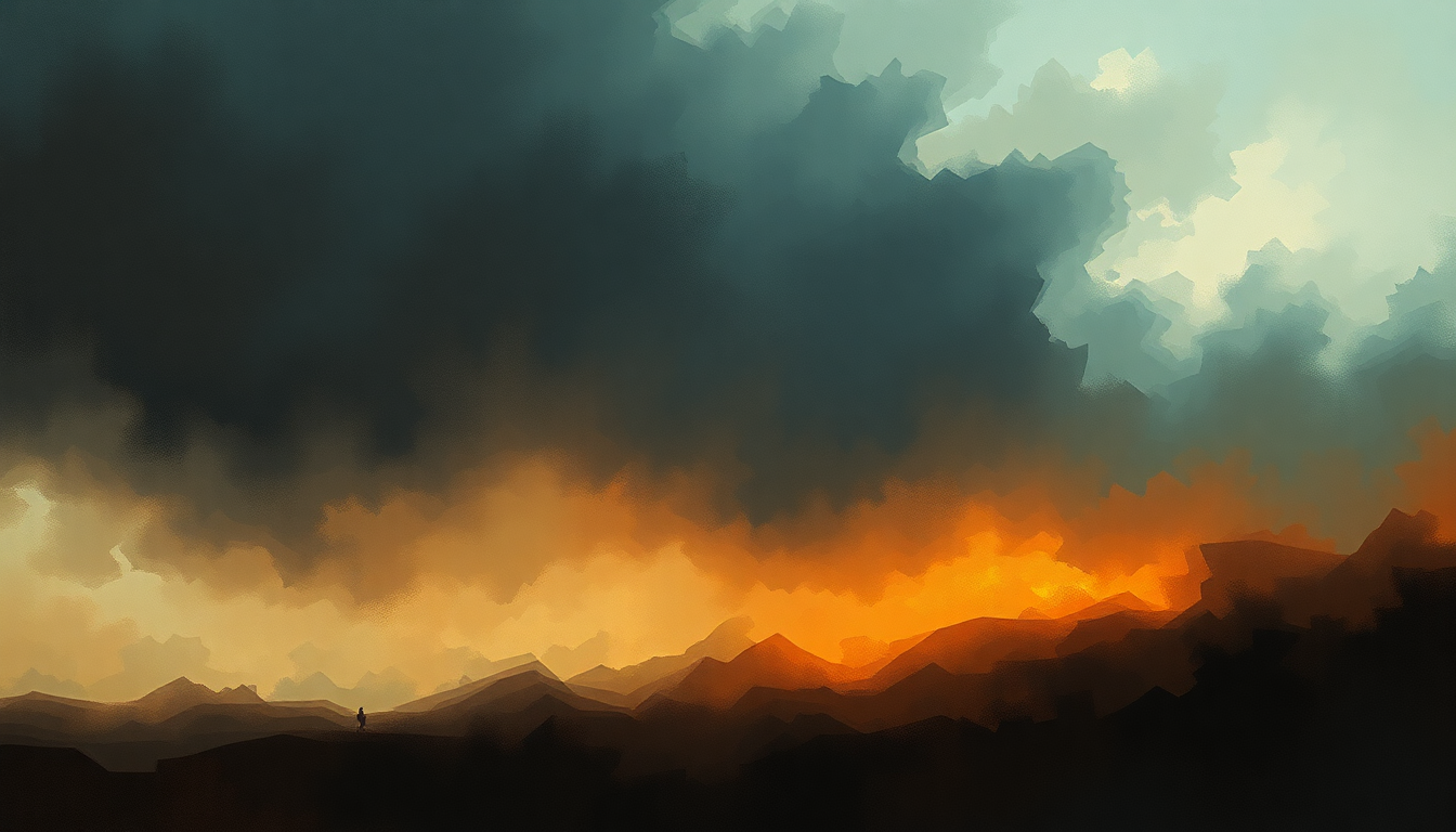 Fan-driven abstract illustration evoking the emotional arc of Heir Apparent by Opeth