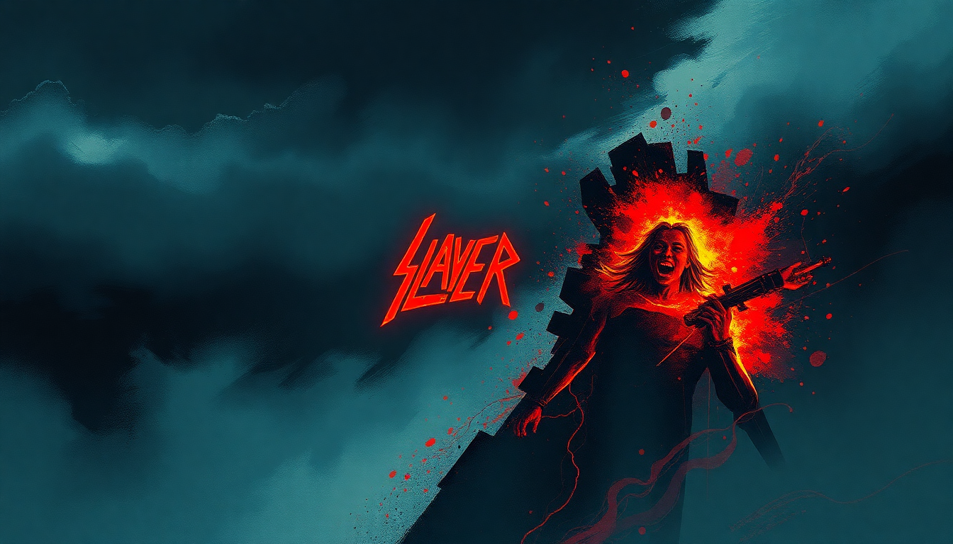 Fan-driven abstract illustration evoking the emotional arc of Hell Awaits by Slayer