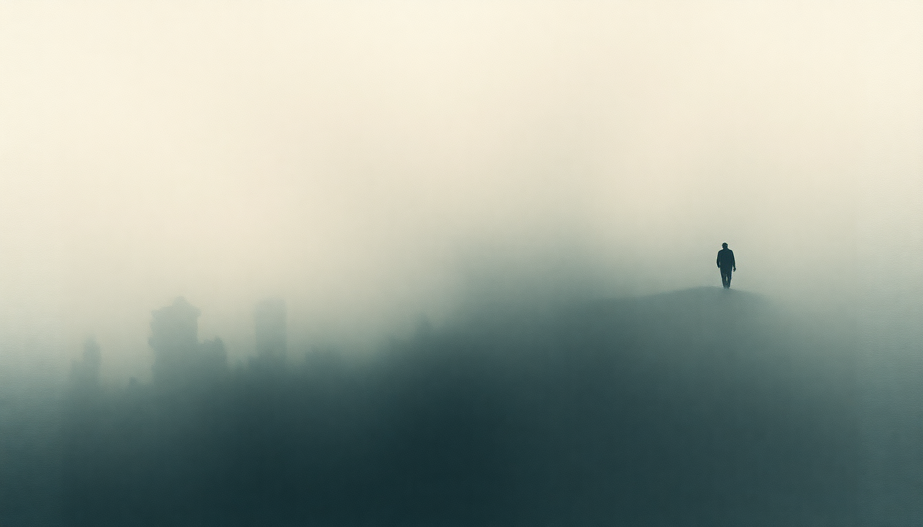 Fan-driven abstract illustration evoking the emotional arc of Here in the Real World by Alan Jackson