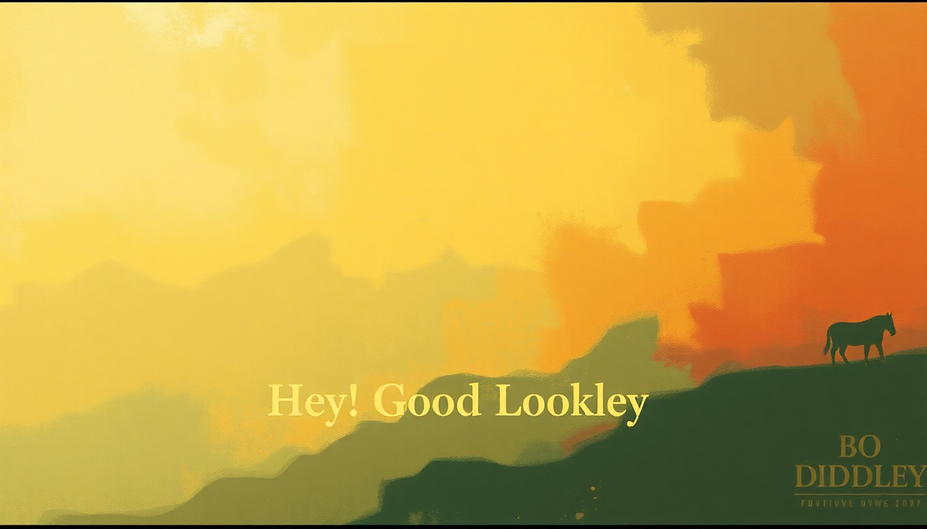 Fan-driven abstract illustration evoking the emotional arc of Hey! Good Lookin' by Bo Diddley