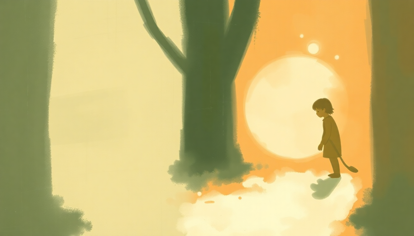 Fan-driven abstract illustration evoking the emotional arc of Hickory Dickory Dock by Susie Tallman